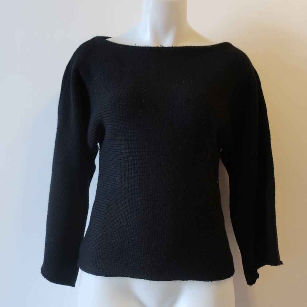 THEORY BLACK KNIT SWEATER W/WIDE SLEEVES S/P*